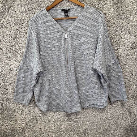 Alfani Tops - Alfani Woman 1X Knit Sweater Zipper Metallic Blouse Top Dolman Drop Sleeve